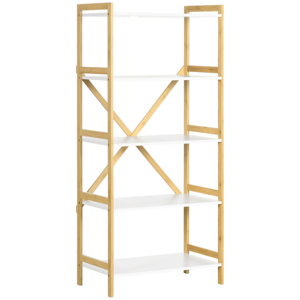 Etagère 5 Niveaux 70x37,5x150 cm en Bambou et MDF Blanc acquista